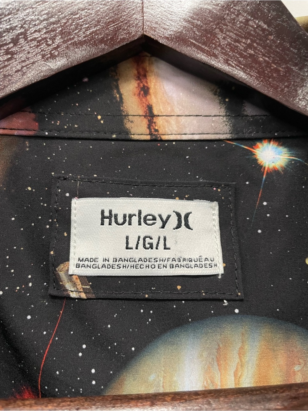 Hurley "Deep Space" AOP Button Down Short-Sleeve Shirt, Size L - Picture 4 of 9